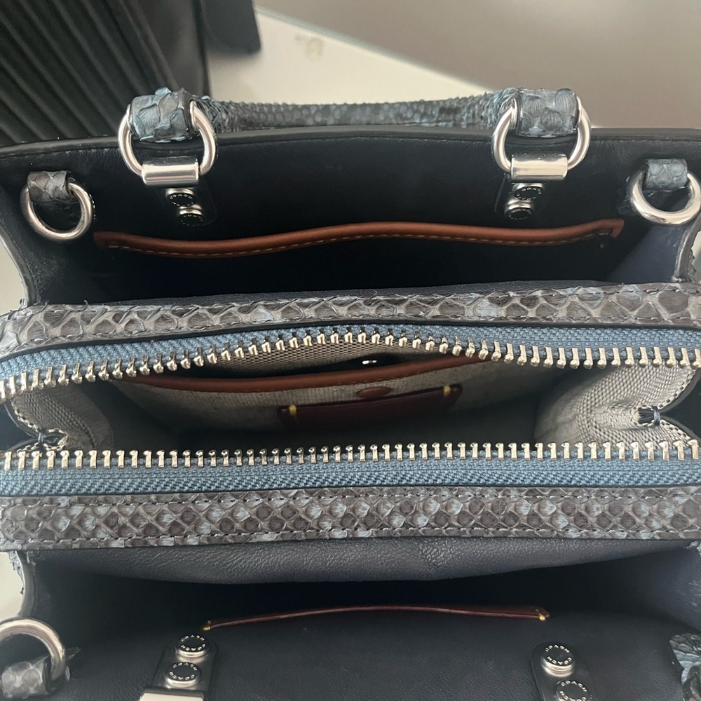 Coach Rogue 20 Navy Python Handbag - image 12